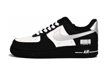 Custom Air Force 1 Shoes Barcode Panda Black White