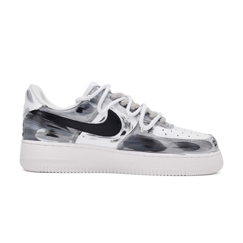 Custom Air Force 1 Shoes Battle Field Black White - Image 2