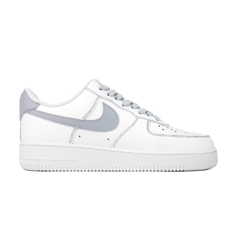 Custom Air Force 1 Shoes Colored Swoosh Gray White - Image 2