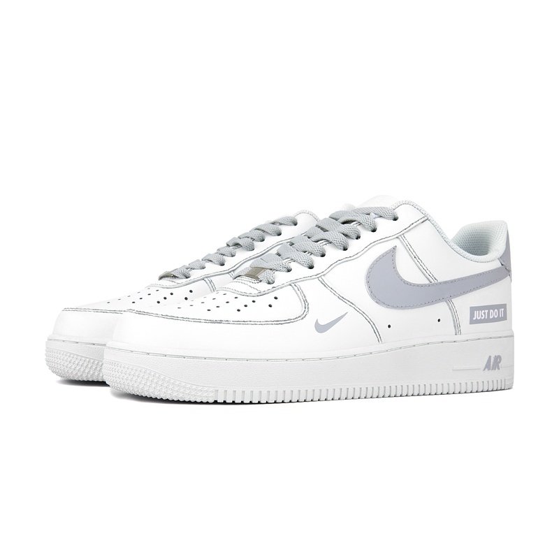Custom Air Force 1 Shoes Colored Swoosh Gray White - Image 3