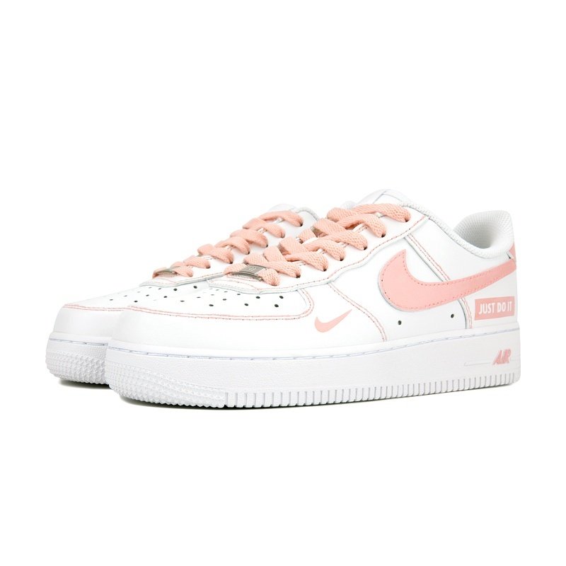 Custom Air Force 1 Shoes Colored Swoosh Pink White - Image 3