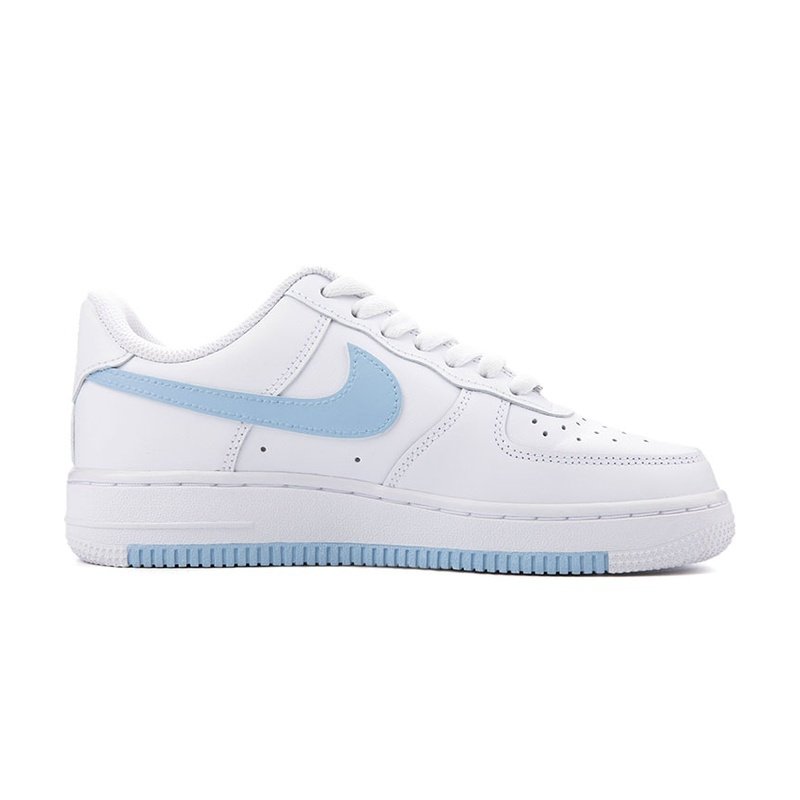Custom Air Force 1 Shoes Colored Swoosh White Blue - Image 2
