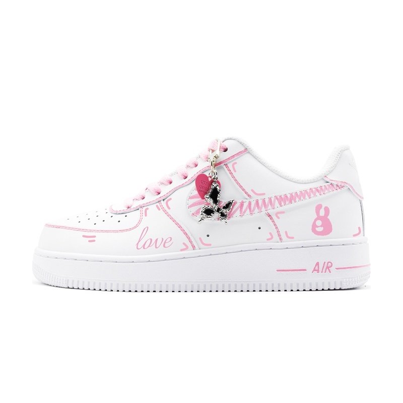Custom Air Force 1 Shoes Comic Graffiti Pink White