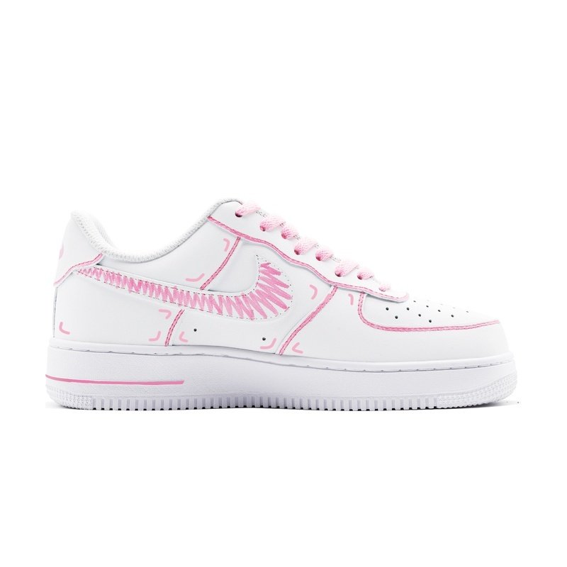 Custom Air Force 1 Shoes Comic Graffiti Pink White - Image 2