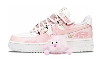 Custom Air Force 1 Shoes Cute Eggette Pink White