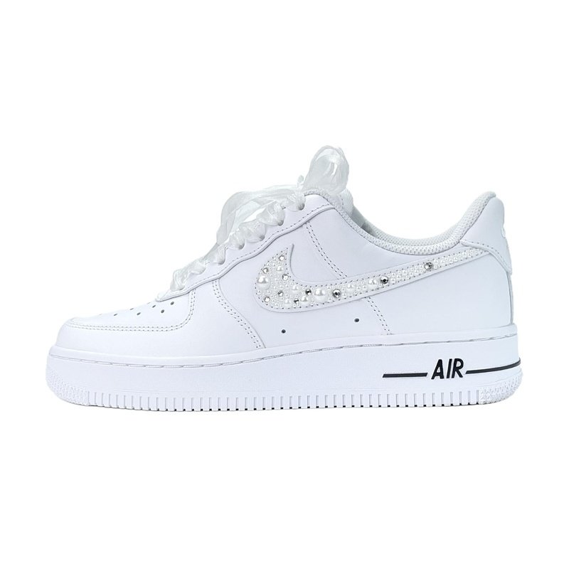 Custom Air Force 1 Shoes Diamond Swoosh White Sparkling