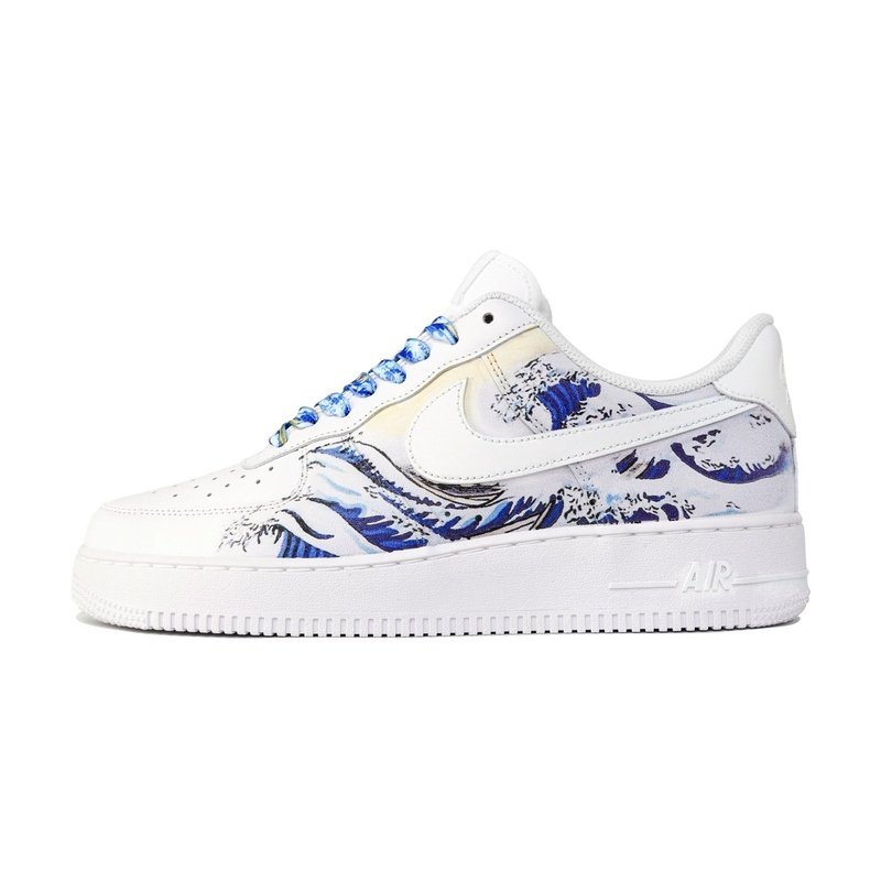 Custom Air Force 1 Shoes Floating Wave White Blue