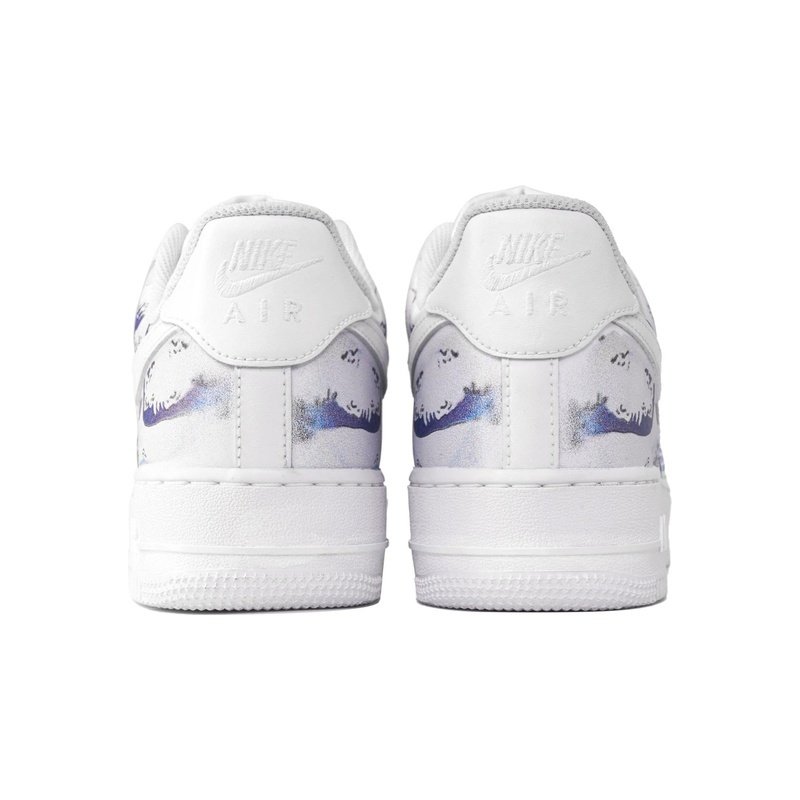 Custom Air Force 1 Shoes Floating Wave White Blue - Image 4