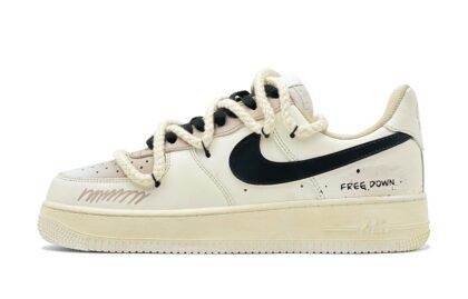 Custom Air Force 1 Shoes Free Down Beige Black