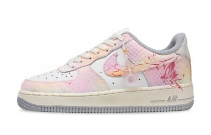 Custom Air Force 1 Shoes Freehand Butterfly White Pink