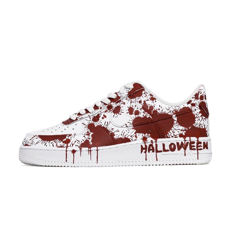 Custom Air Force 1 Shoes Halloween Blood Red White