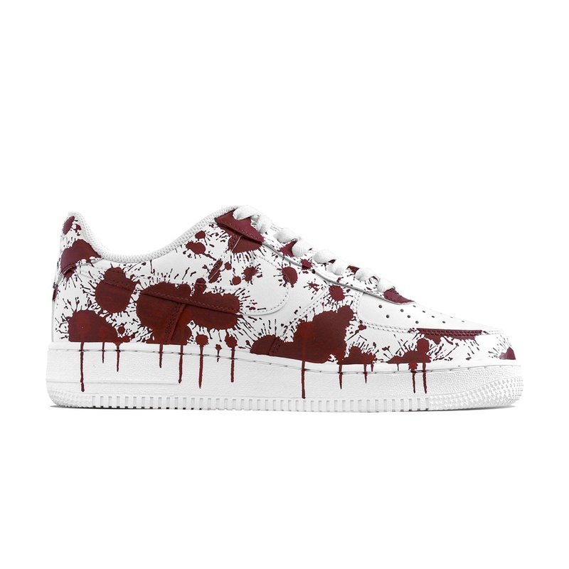 Custom Air Force 1 Shoes Halloween Blood Red White - Image 2