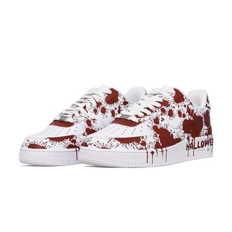 Custom Air Force 1 Shoes Halloween Blood Red White - Image 3