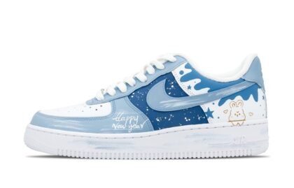 Custom Air Force 1 Shoes Happy New Year Blue White