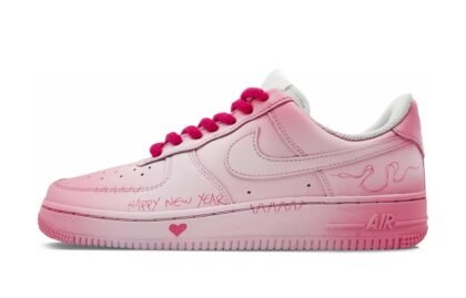 Custom Air Force 1 Shoes Happy New Year Pink White