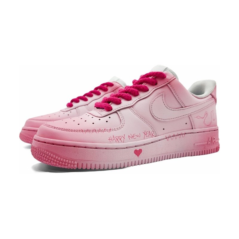 Custom Air Force 1 Shoes Happy New Year Pink White - Image 3