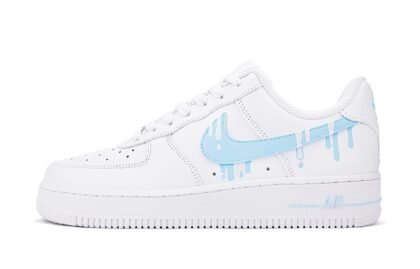 Custom Air Force 1 Shoes Ice Cream Melting Blue White