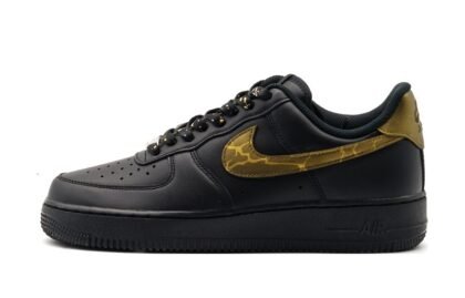 Custom Air Force 1 Shoes Lightning Thunder Black Gold
