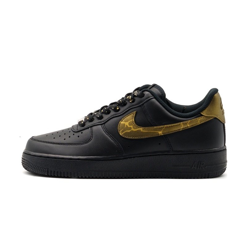 Custom Air Force 1 Shoes Lightning Thunder Black Gold