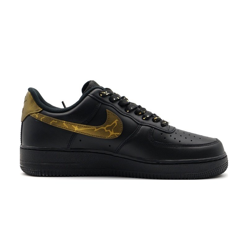Custom Air Force 1 Shoes Lightning Thunder Black Gold - Image 2