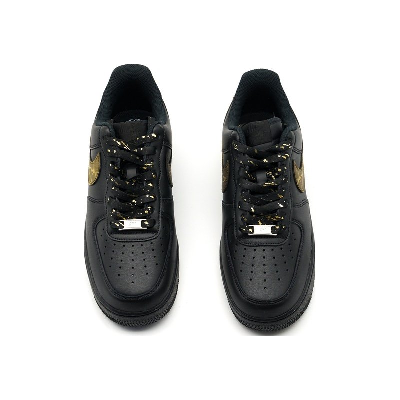 Custom Air Force 1 Shoes Lightning Thunder Black Gold - Image 4