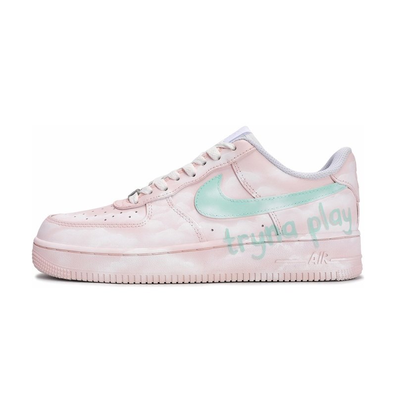 Custom Air Force 1 Shoes Mismatched Clouds Pink Purple