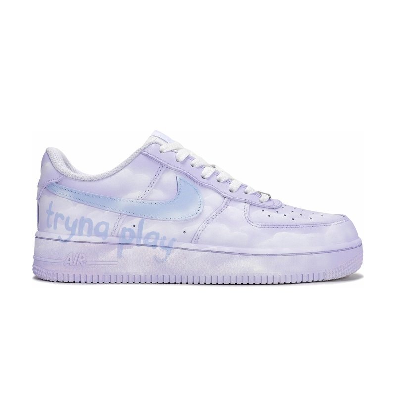 Custom Air Force 1 Shoes Mismatched Clouds Pink Purple - Image 2