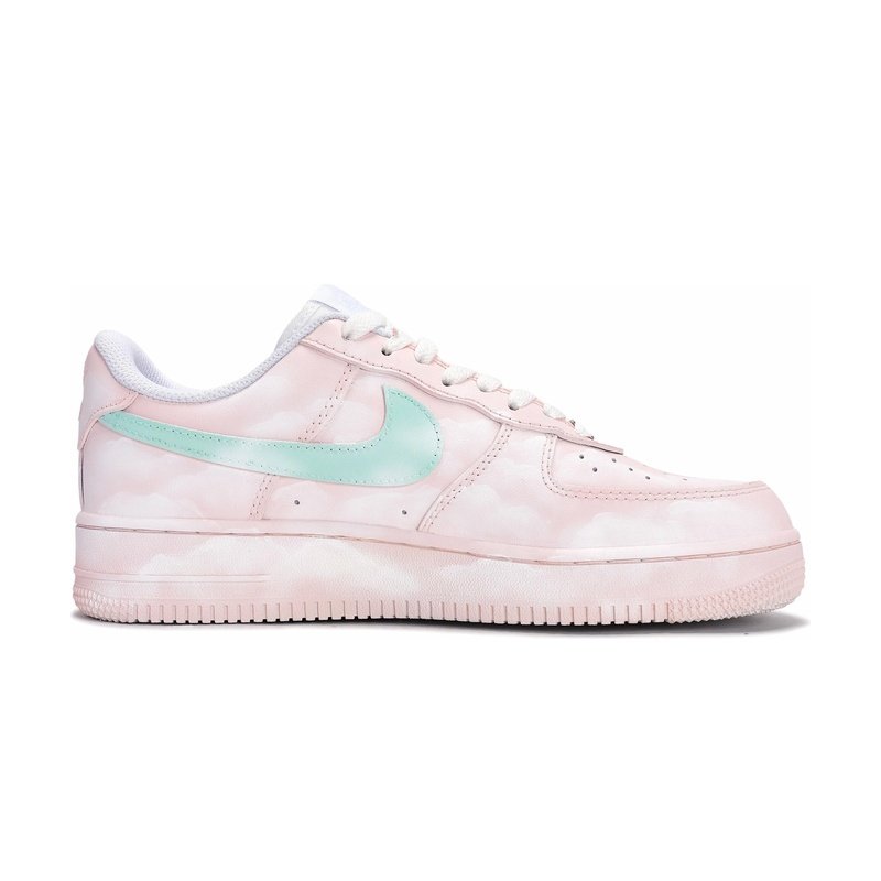 Custom Air Force 1 Shoes Mismatched Clouds Pink Purple - Image 3