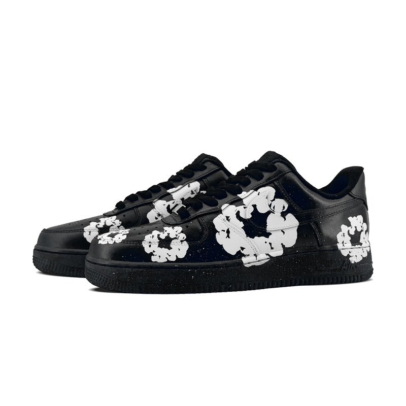 Custom Air Force 1 Shoes Night Sky Mystery Black White - Image 3
