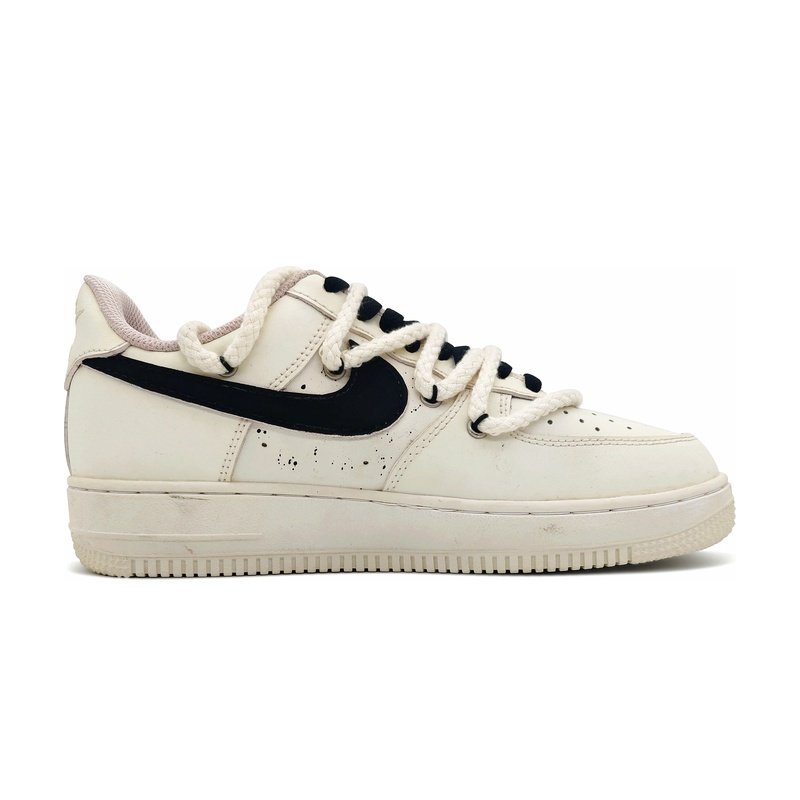 Custom Air Force 1 Shoes Old Photo Beige Black - Image 2