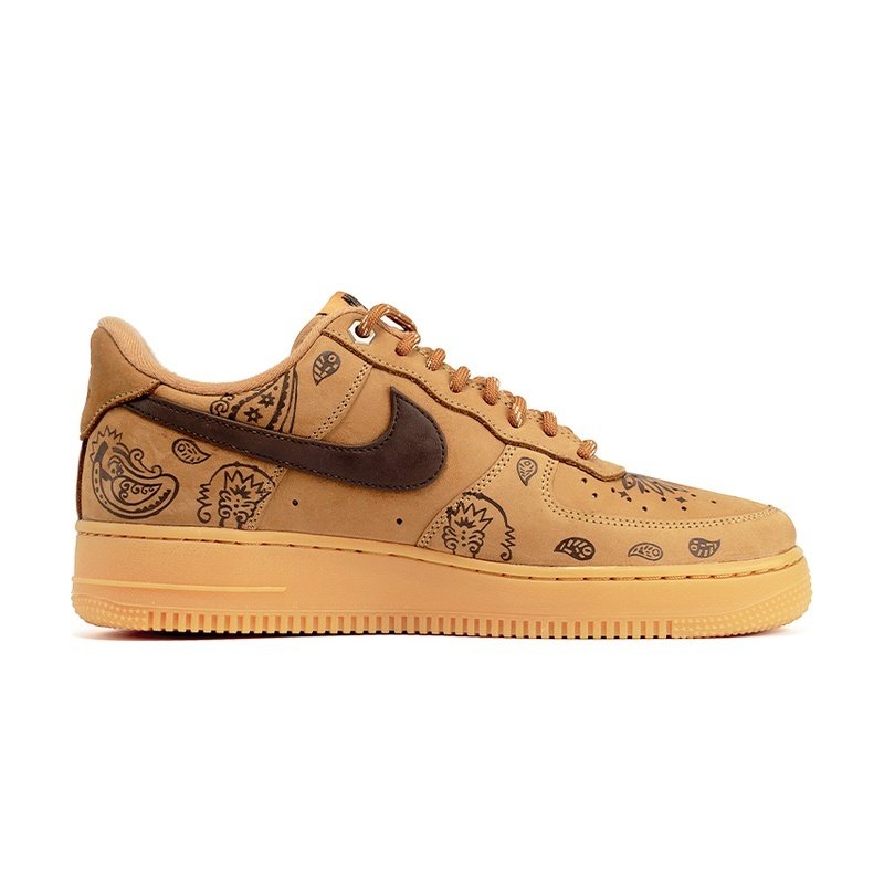 Custom Air Force 1 Shoes Paisley Retro Wheat Brown - Image 2