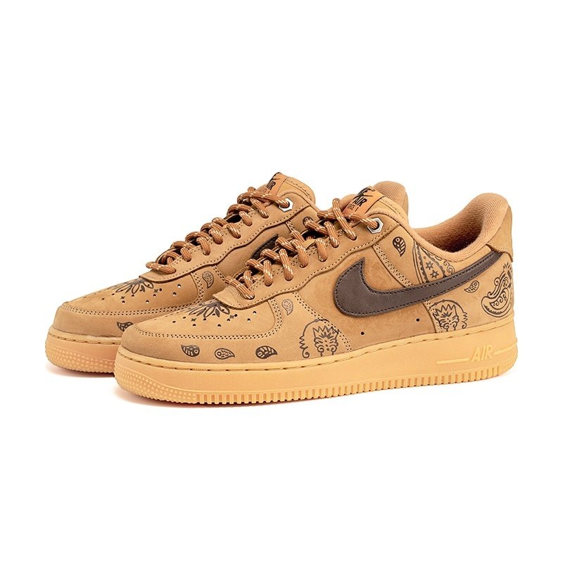 Custom Air Force 1 Shoes Paisley Retro Wheat Brown - Image 3