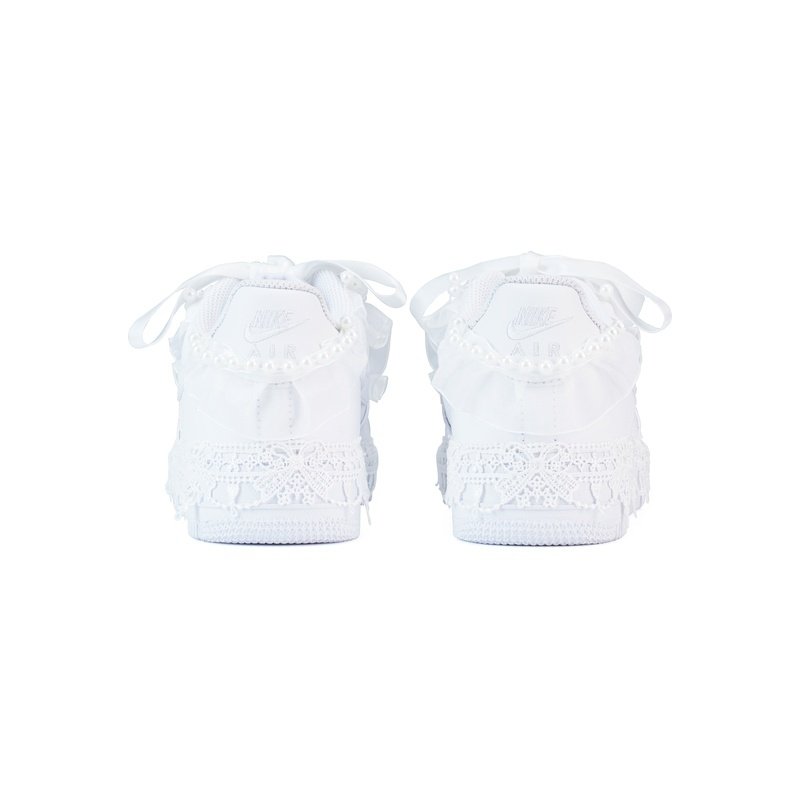 Custom Air Force 1 Shoes Pearl Bridal Lace White - Image 4