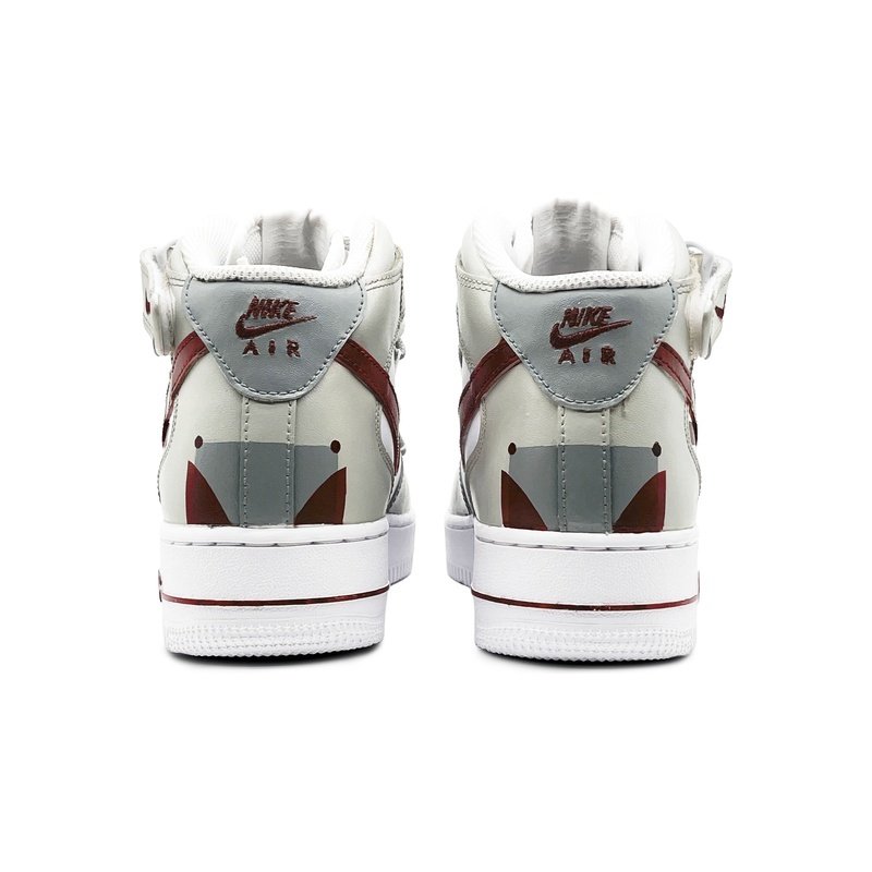 Custom Air Force 1 Shoes Prank Swoosh Grey Red - Image 4