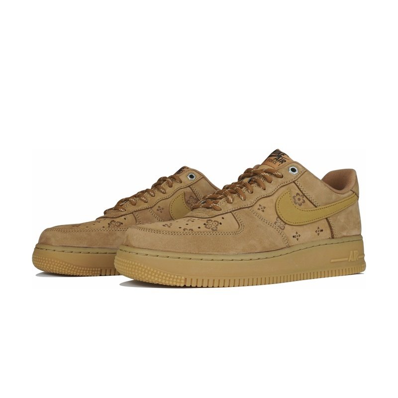 Custom Air Force 1 Shoes Retro Floral Brown Wheat - Image 3