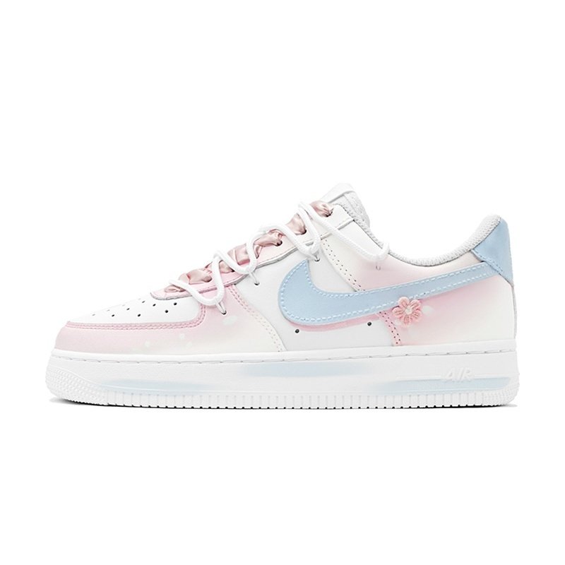 Custom Air Force 1 Shoes Sakura Patch Pink Blue