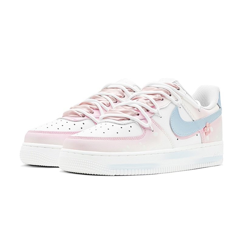 Custom Air Force 1 Shoes Sakura Patch Pink Blue - Image 3