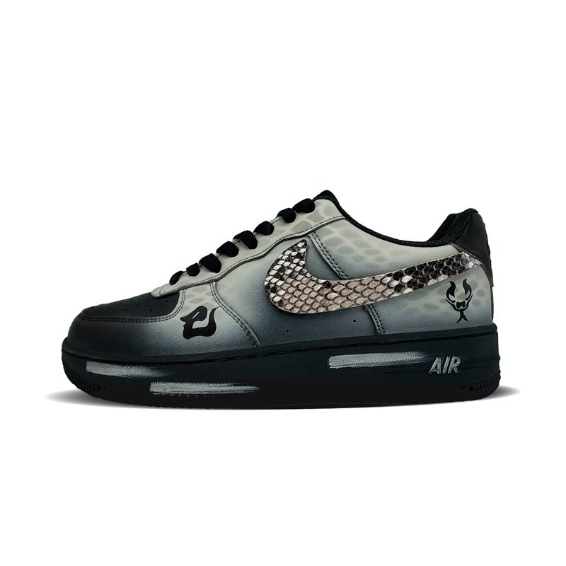 Custom Air Force 1 Shoes Snake Shadow Black Grey