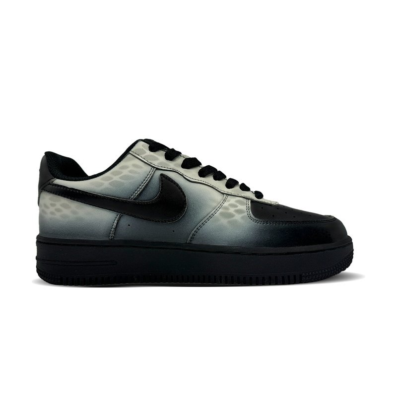 Custom Air Force 1 Shoes Snake Shadow Black Grey - Image 2