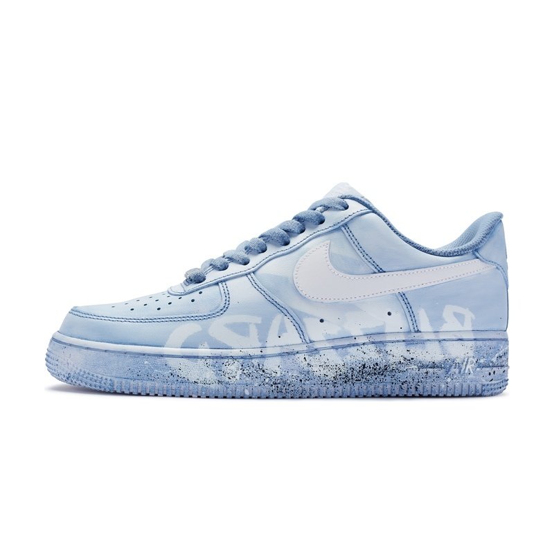 Custom Air Force 1 Shoes Snow Storm Blue White