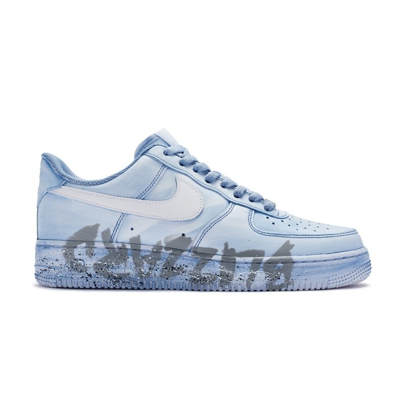 Custom Air Force 1 Shoes Snow Storm Blue White - Image 2