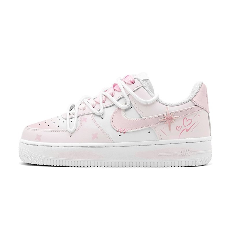 Custom Air Force 1 Shoes Star Love Pink White