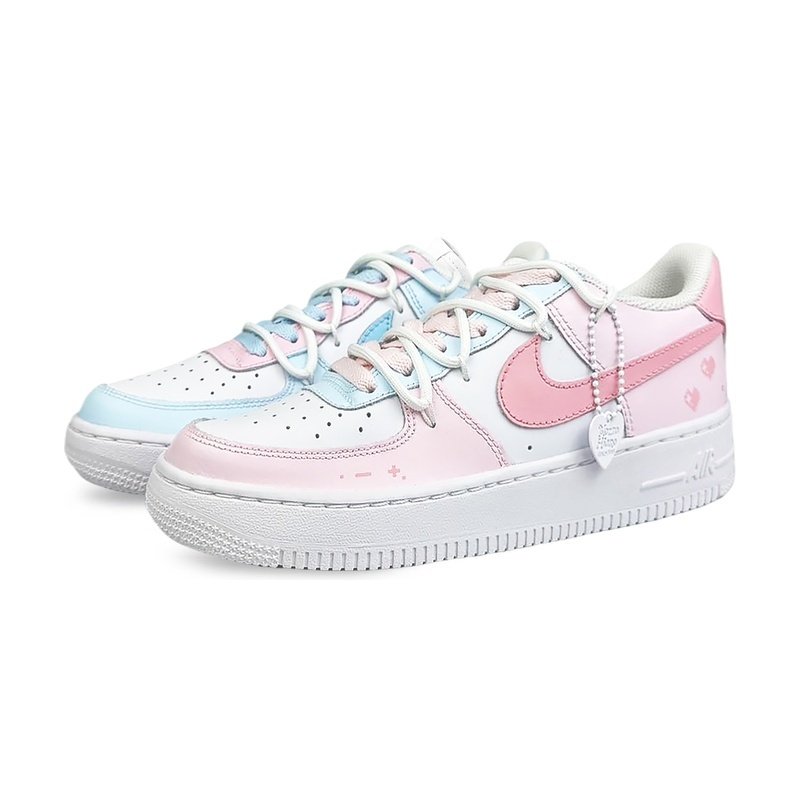 Custom Air Force 1 Shoes Strawberry Ice Cream Pink White - Image 4