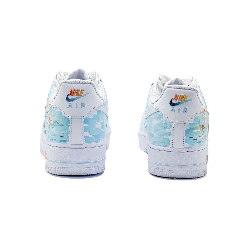 Custom Air Force 1 Shoes Sunrise Impression Blue Yellow - Image 4