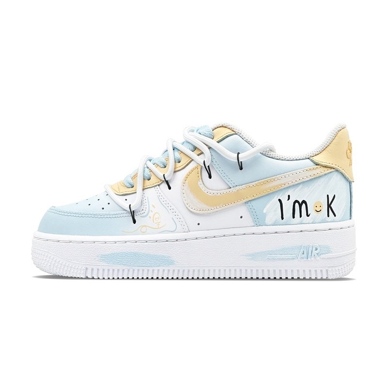 Custom Air Force 1 Shoes Sunshine Smile Blue White