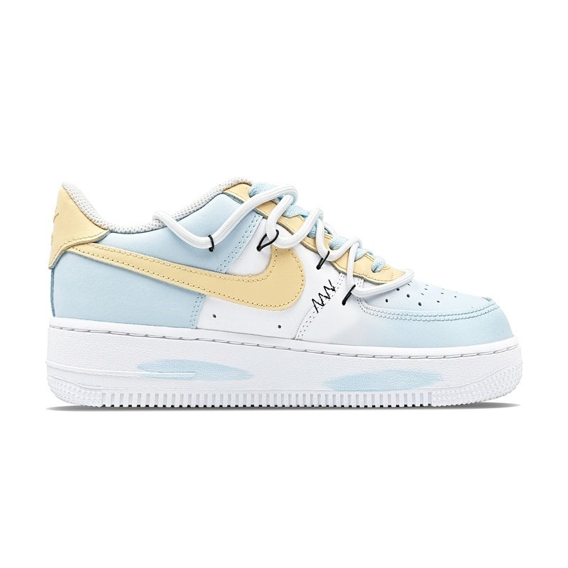 Custom Air Force 1 Shoes Sunshine Smile Blue White - Image 2