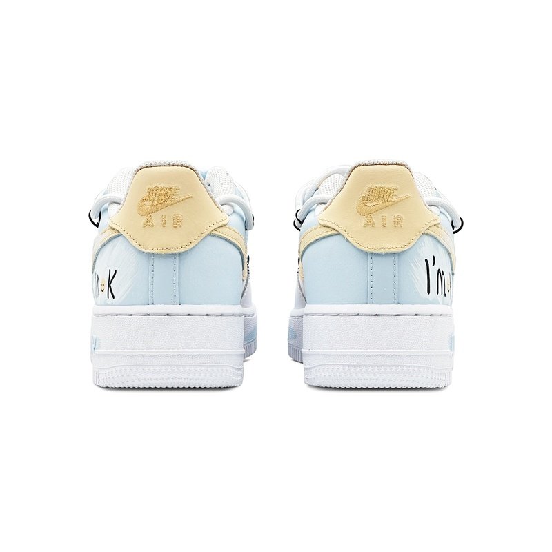 Custom Air Force 1 Shoes Sunshine Smile Blue White - Image 4