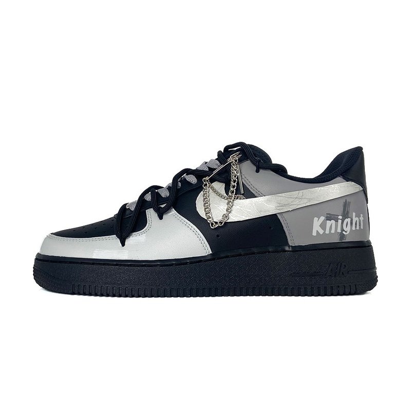 Custom Air Force 1 Shoes Urban Knight Black Grey