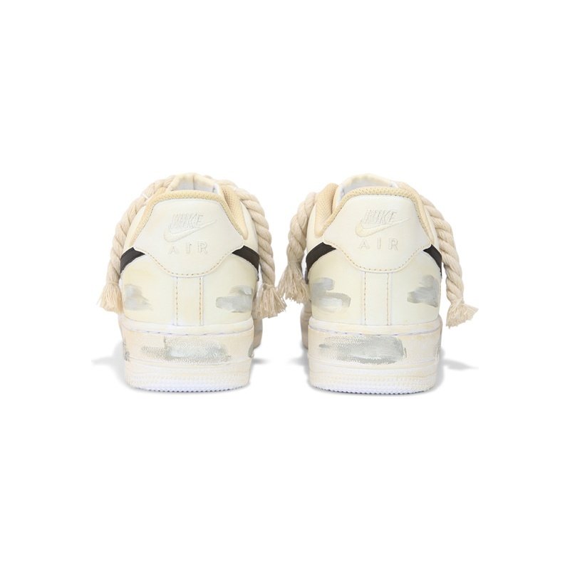 Custom Air Force 1 Shoes Vintage Oxidation Beige Black - Image 4