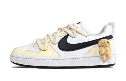 Custom Court Shoes Bear Adorable White Yellow